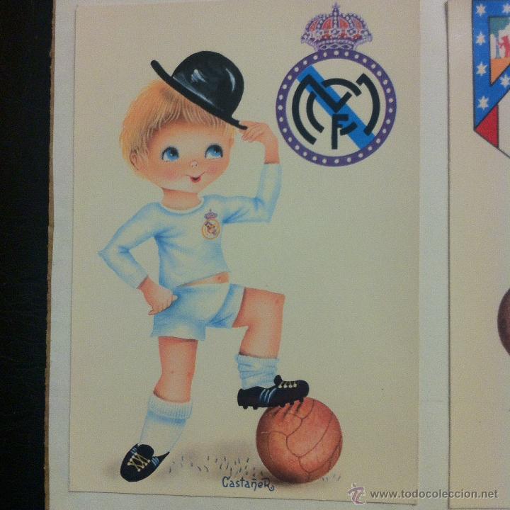 Postales: POSTAL DEL REAL MADRID Y DEL ATL&Eacute;TICO DE MADRID - SAVIR. - Foto 2