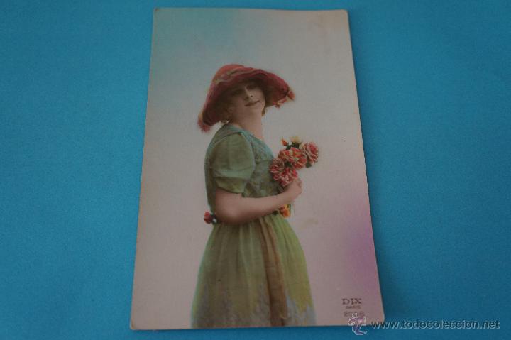 Postales: POSTAL:MUJER CON FLORES,LOTE 1 - Foto 1