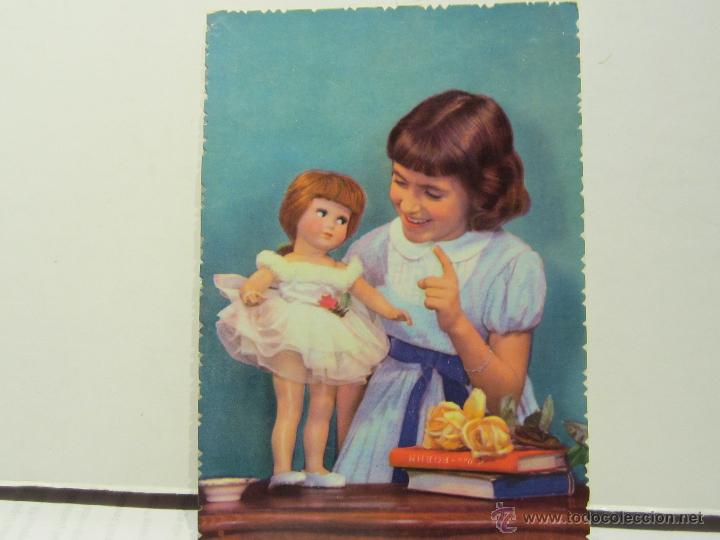 Postales: postal ni&ntilde;a con mu&ntilde;eca antigua - Foto 1