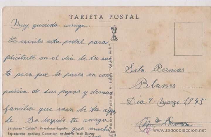 Postales: POSTAL PINOCHO DISNEY, 1945 - Foto 2