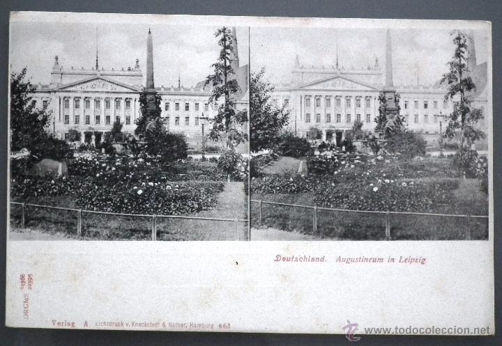 Postales: POSTAL ESTEREOSC&Oacute;PICA DE LEIPZIG ( SAJONIA) - AGUSTINEUM. VERLAG & LICHTDRUCK V. KNACKSTEDT