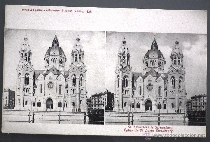 Postales: POSTAL ESTEREOSC&Oacute;PICA DE &Eacute;GLISE DE ST. LUCAS (STRASBOURG). VERLAG & LICHTDRUCK V. KNACKSTEDT