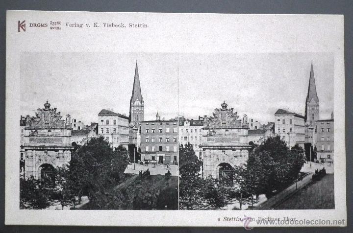 Postales: POSTAL ESTEREOSC&Oacute;PICA DE POLONIA - BERLINER TOR IN STETTIN (SZCZEIN). VERLAG & LICHTDRUCK