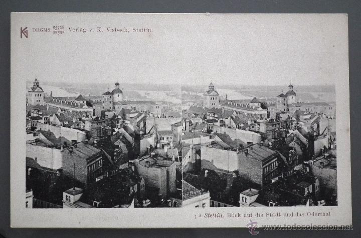 Postales: POSTAL ESTEREOSC&Oacute;PICA DE POLONIA - BLICK AUF DIE STADT UND DAS ODERTHAL STETTIN (SZCZEIN)