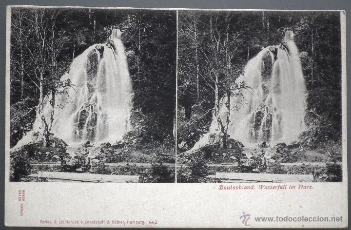 Postales: POSTAL ESTEREOSC&Oacute;PICA DE ALEMANIA - WASSERFALL IM HARZ. VERLAG & LICHTDRUCK V. KNACKSTEDT & NATHER