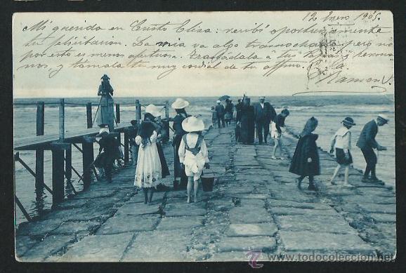 Postales: Postal. Espigon playa. Barcelona. 1905. - Foto 1