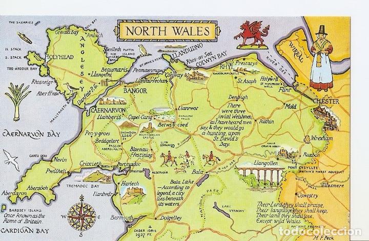 postal 042723 : north wales map - Acquista Altre Cartoline antiche a  todocoleccion - 55631808