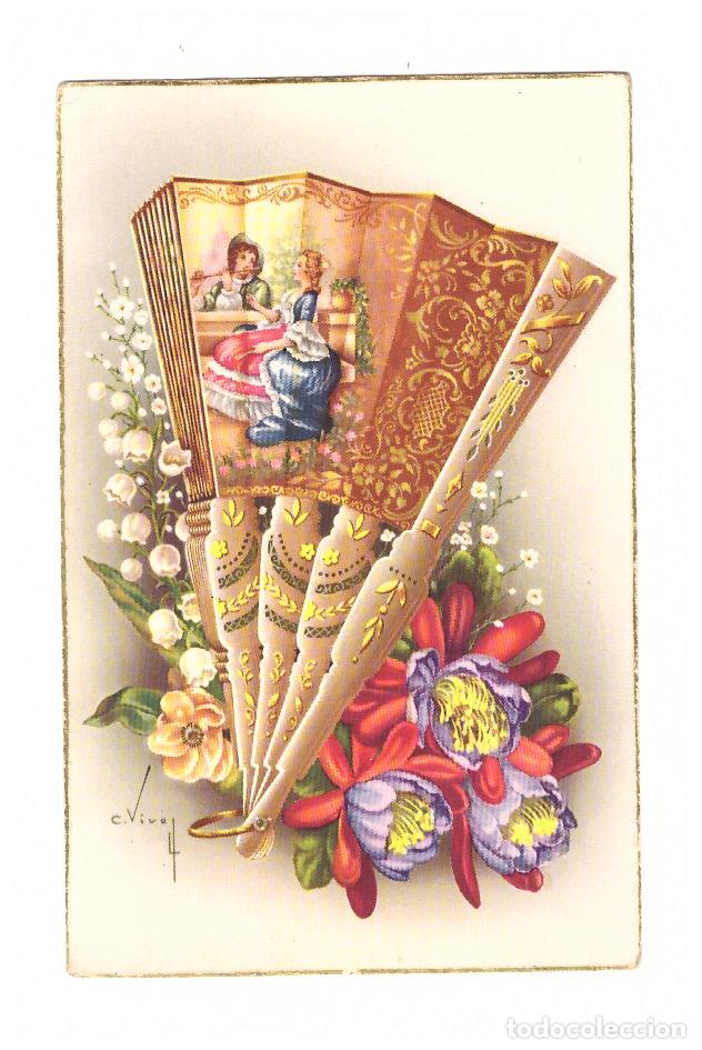 Postkarten: Postal de felicitaci&oacute;n. Fechada al dorso en 1955.