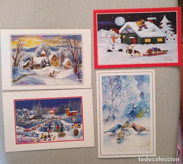 Postales: Lote 4 postales pintadas con la boca y con el pie - Asociaci&oacute;n pintores con la boca y con el pie