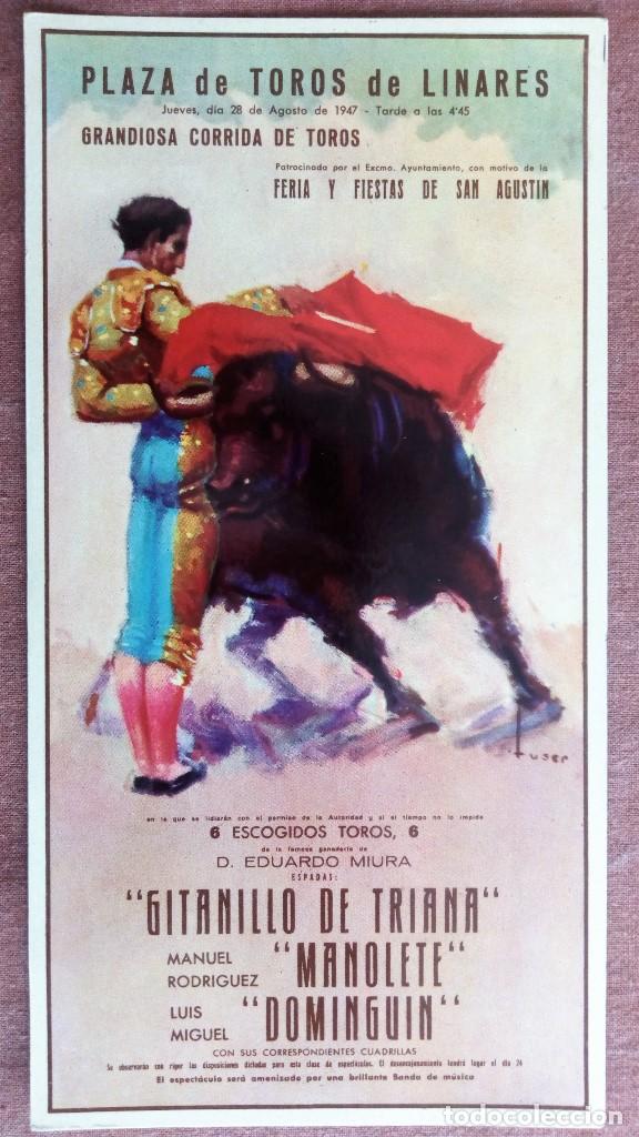 Postales: POSTAL REPRODUCCION CARTEL DE TOROS, FERIA Y FIESTAS DE SAN AGUSTIN, MANOLETINA MEDIDAS 11 X 20,5 CM