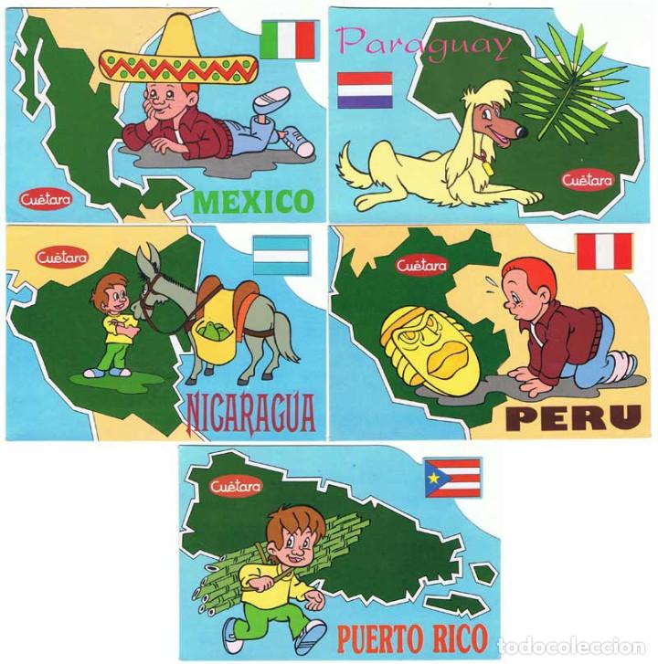 Postales: Lote de 5 postales Pa&iacute;ses Cu&eacute;tara. Puerto Rico, Per&uacute;, Paraguay, Nicaragua y M&eacute;xico