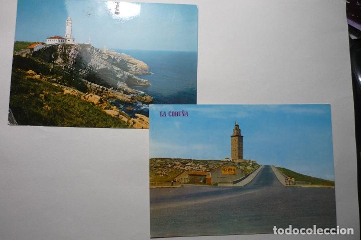 Postales: lote postales faros espa&ntilde;oles la coru&ntilde;a - santander circulada - Foto 1