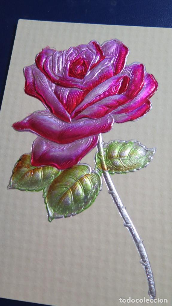Postales: POSTAL RELIEVE. ROSA. S/C - Foto 2