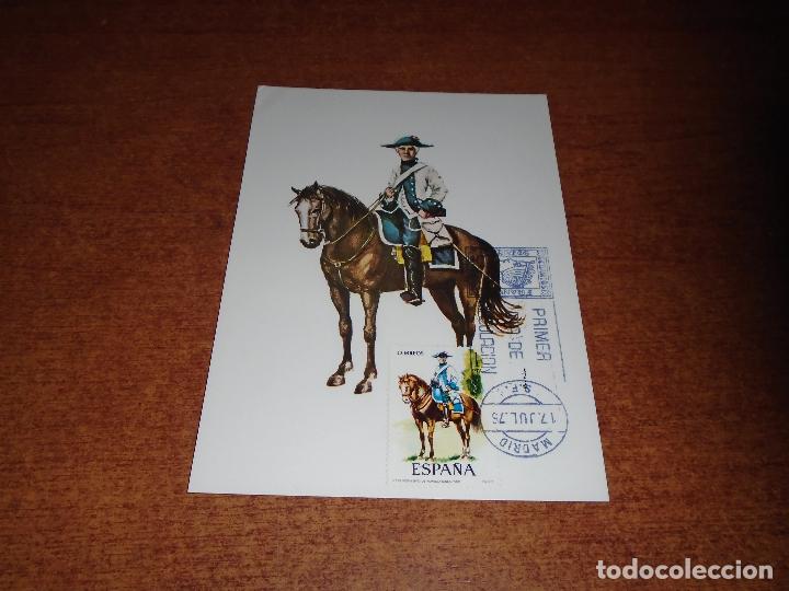 Postales: POSTAL PRIMER D&Iacute;A DE CIRCULACI&Oacute;N 17 JULIO 1975: REGIMIENTO DE MONTESA 1788