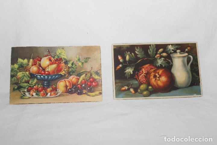 Postales: LOTE DE DOS POSTALES ANTIGUAS - A&Ntilde;OS 40 Y 50 - BODEGONES