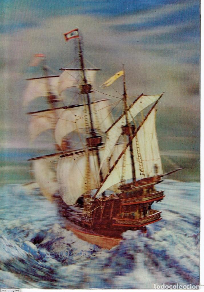 Postales: POSTAL TRIDIMENSIONAL BARCO O GALEON A&Ntilde;OS 70.