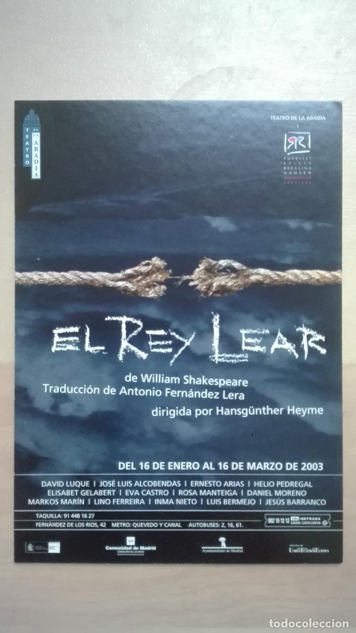 Postales: POSTAL OBRA TEATRO EL REY LEAR SHAKESPEARE TEATRO ABADIA 2003 SIN CIRCULAR