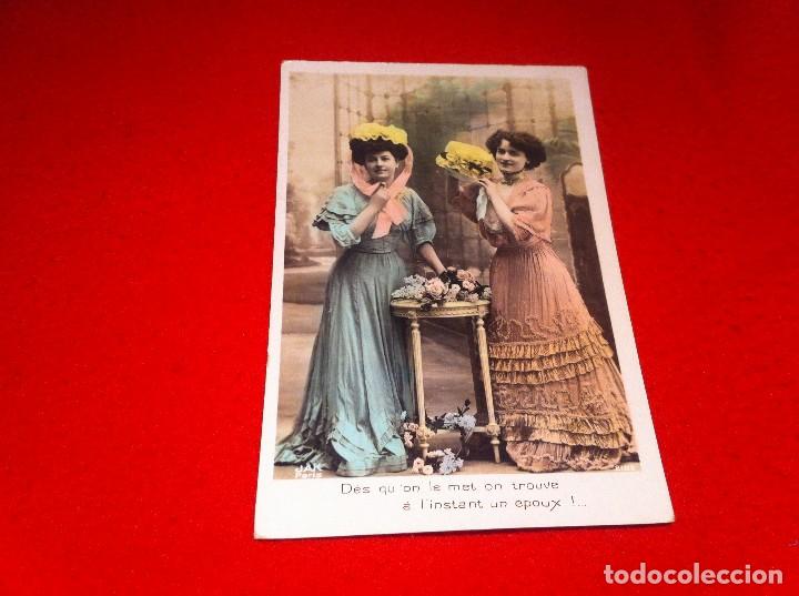 Cartes Postales: POSTAL  GALANTE (DOS MUJERES CON SOMBRERO ) ESCRITA  EN 1910
