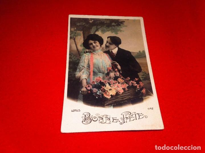 Postkarten: POSTAL (BONNE FETE.  PAREJA) LOTUS. POSTAL ESCRITA 1909