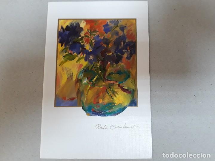 Cartoline: Postal flores pintada con la boca el original