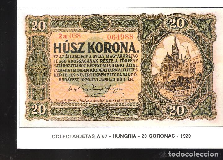 Postales: Colectarjetas. A 67. Hungr&iacute;a. 20 Coronas. 1920. - Foto 1