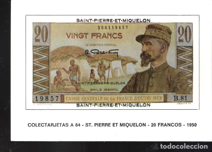 Postales: Colectarjetas. A 64. St. Pierre et Miquelon. 20 Francos. 1950.