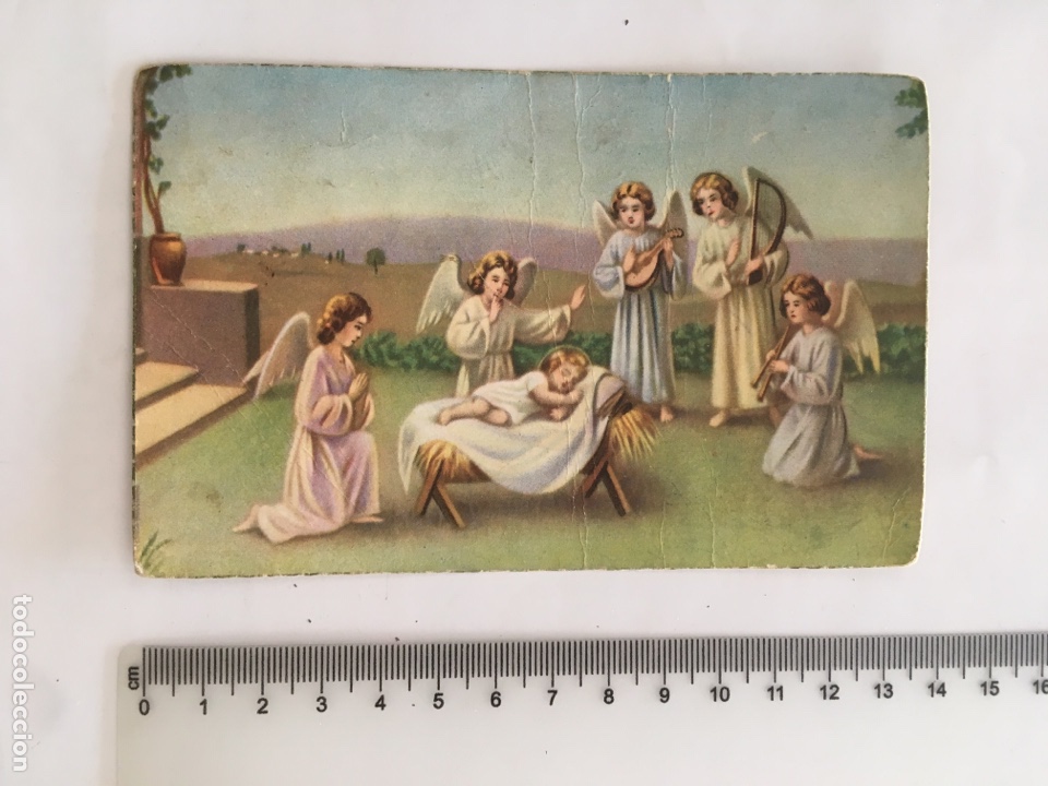 Postales: ESTAMPA POSTAL. NI&Ntilde;O JES&Uacute;S RODEADO DE &Aacute;NGELES M&Uacute;SICOS. NB. H. 1950?