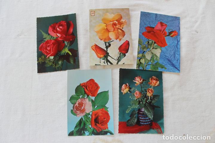 Postkarten: LOTE DE CINCO POSTALES DE LA DECADA DE LOS A&Ntilde;OS 70 DE FLORES.