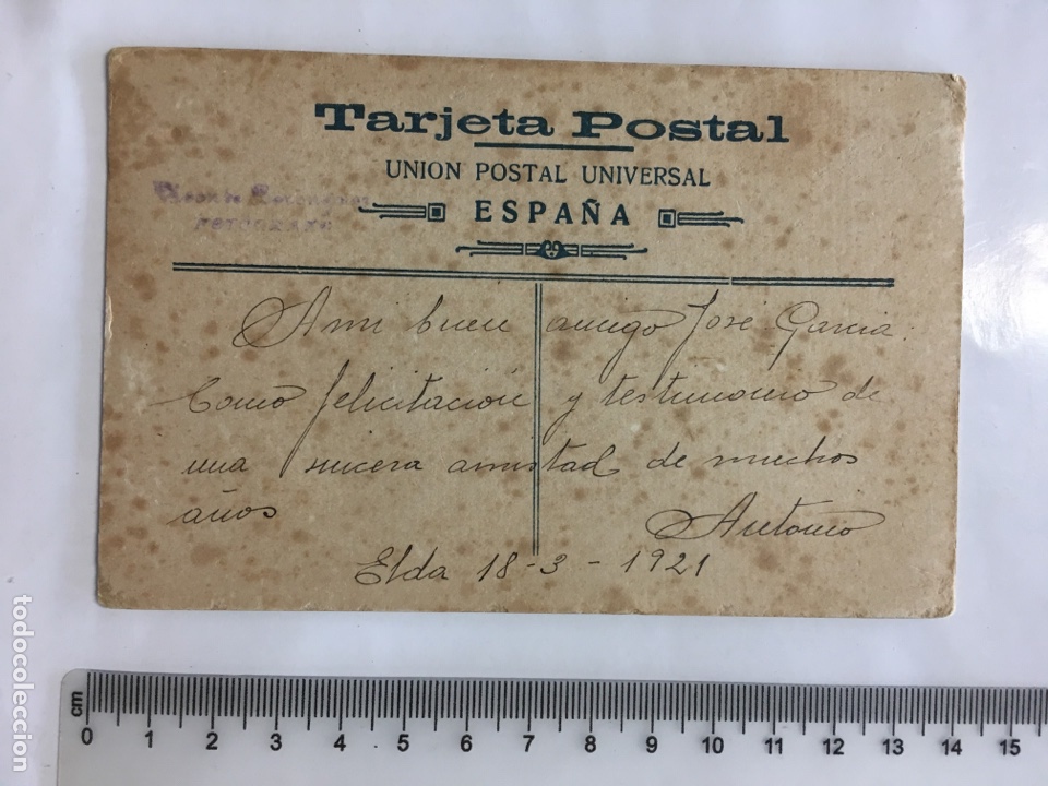 Postales: TARJETA POSTAL. UNI&Oacute;N POSTAL UNIVERSAL. ELDA. A&Ntilde;O 1921. - Foto 1