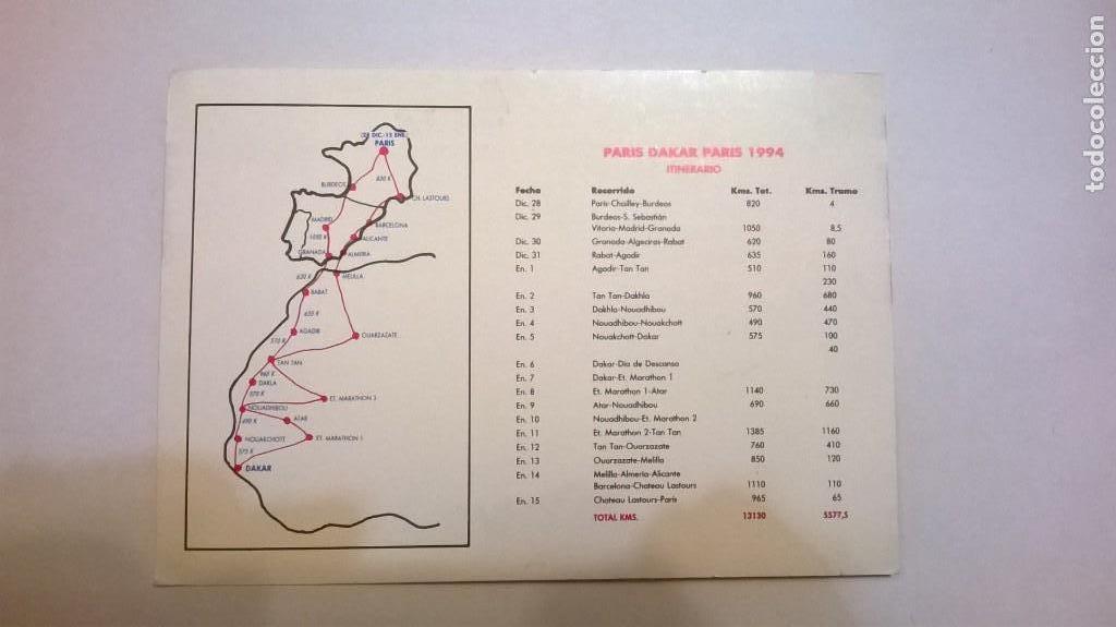 Postales: Postal miguel prieto paris dakar 1994 - Foto 2