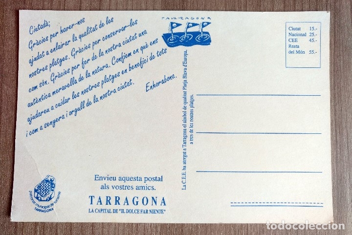 Postales: Postal tarragona - les platges mes blaves - Foto 2