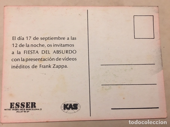 Postales: Postal fiesta Frank Zappa Barcelona - Foto 2