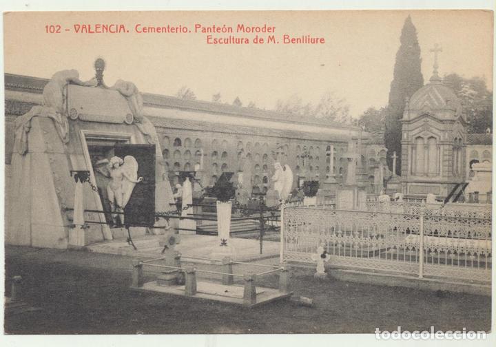 Postales: Valencia.- Pante&oacute;n Moroder. Escultura de M. Benlliure. Thomas 102 - Foto 1