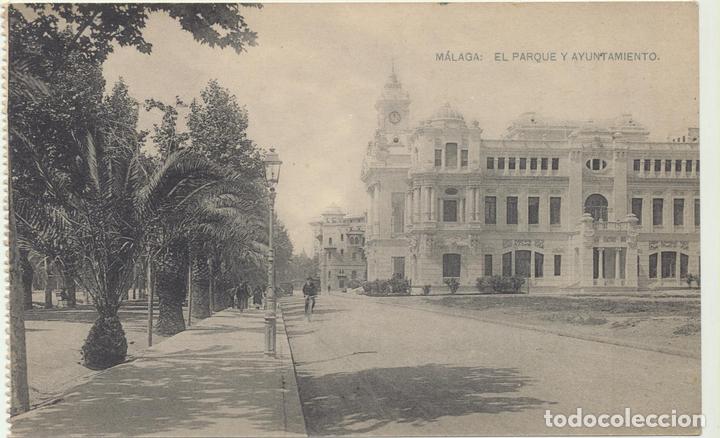 Postales: M&aacute;laga.- El Parque y ayuntamiento. Hauser y menet