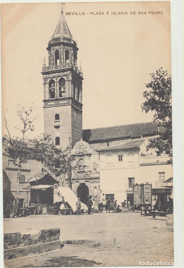 Postales: Sevilla.- Plaza e Iglesia de San pedro
