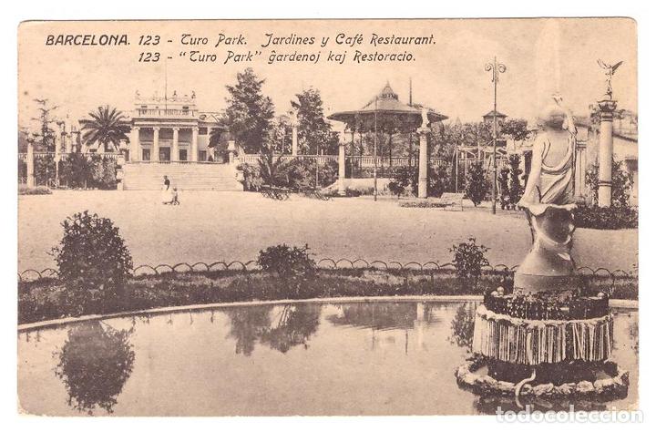 Postales: Barcelona.- Turo Park. Jardines y Caf&eacute; Restaurante. Standard 123