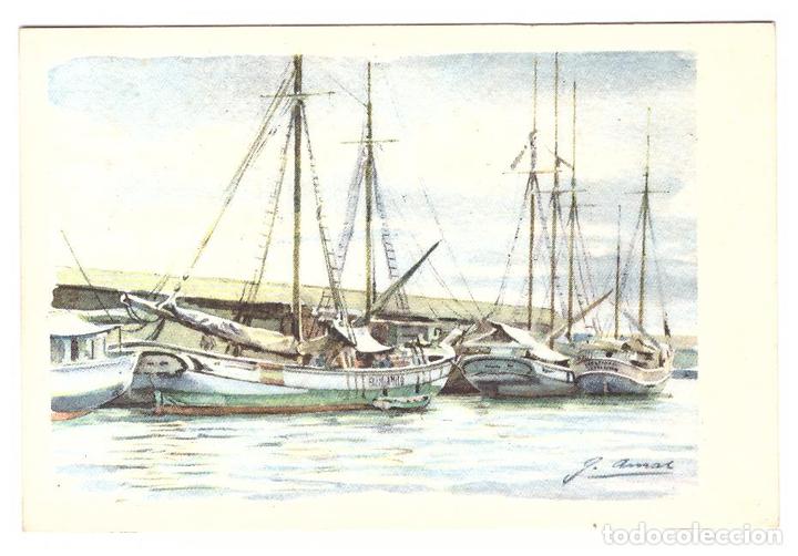 Postales: G. Amat.- Puerto. Archivo de arte
