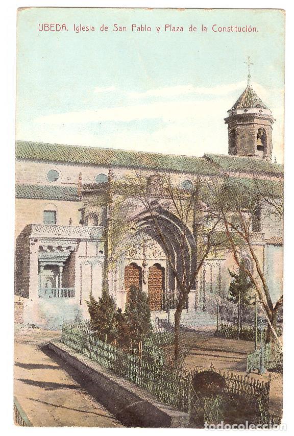 Postales: &Uacute;beda.- Iglesia de San Pablo y Plaza de la Constituci&oacute;n