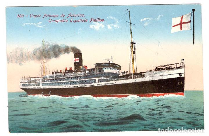 Postales: Vapor Pr&iacute;ncipe de Asturias.- Compa&ntilde;&iacute;a Espa&ntilde;ola Pinillos