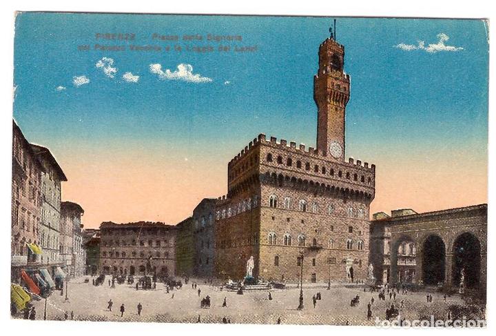 Cartoline: Firenze:- Piazza della Signoria, Palazzo Vecchio e la Loggia del Lanzi