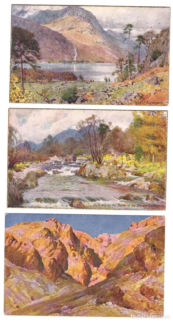 Postales: Lote de 3 Postales. 2 Postales Inglesas . The English Lakes, y 1 Postal Egipcia, Thebes.- Les Tombea