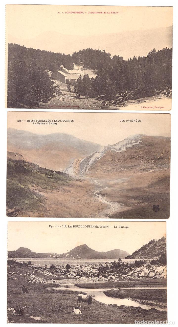 Postales: Lote de 3 Postales Francesas.- Font-Romeu, La Bouillouse y Les Pyr&eacute;n&eacute;es: Route d&acute;Argel&eacute;s &aacute; Eaux-Bonn