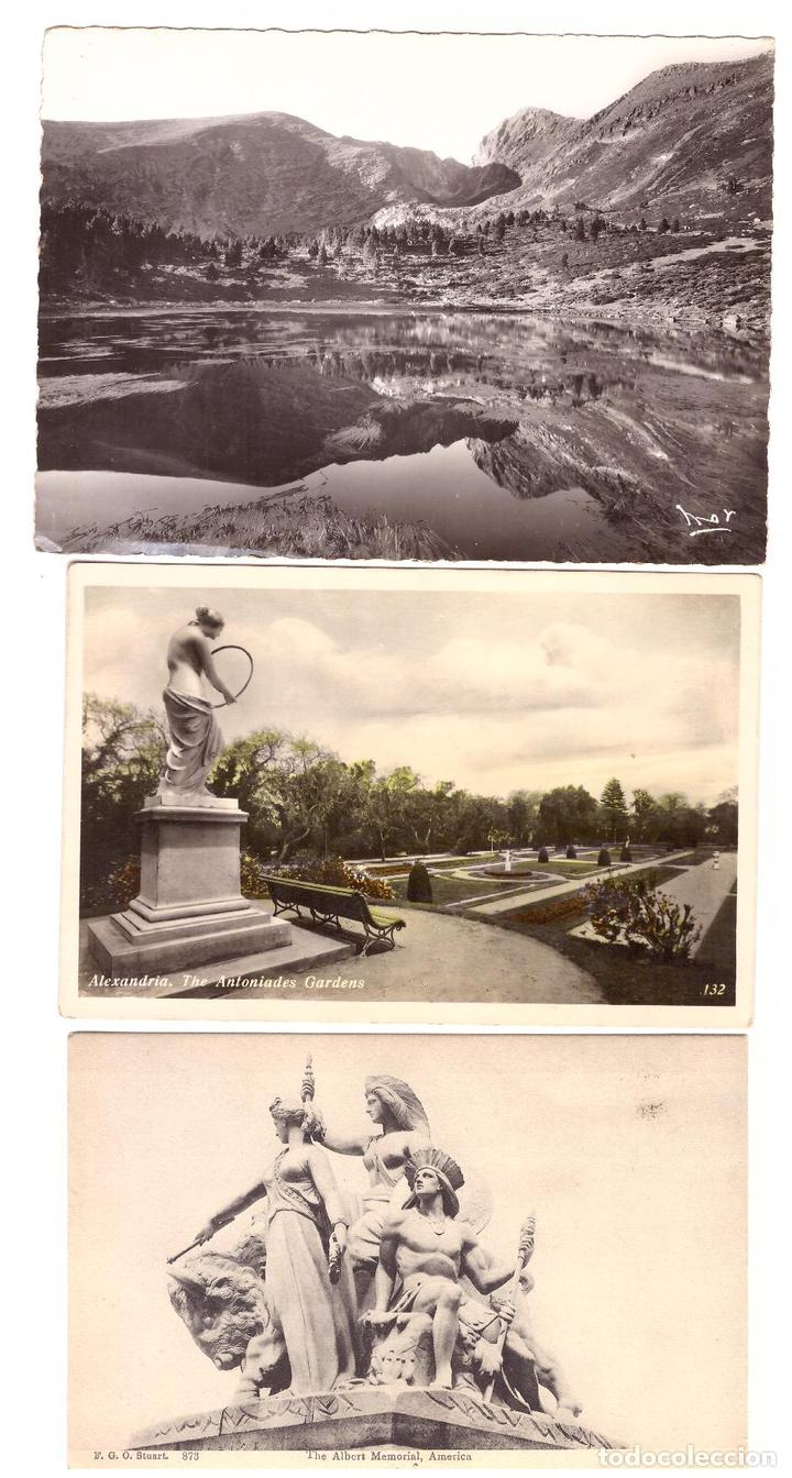 Postales: Lote de 3 Postales: Le Canigou (Francia), Alexandria (Egipto) y The Alber Memorial, Am&eacute;rica