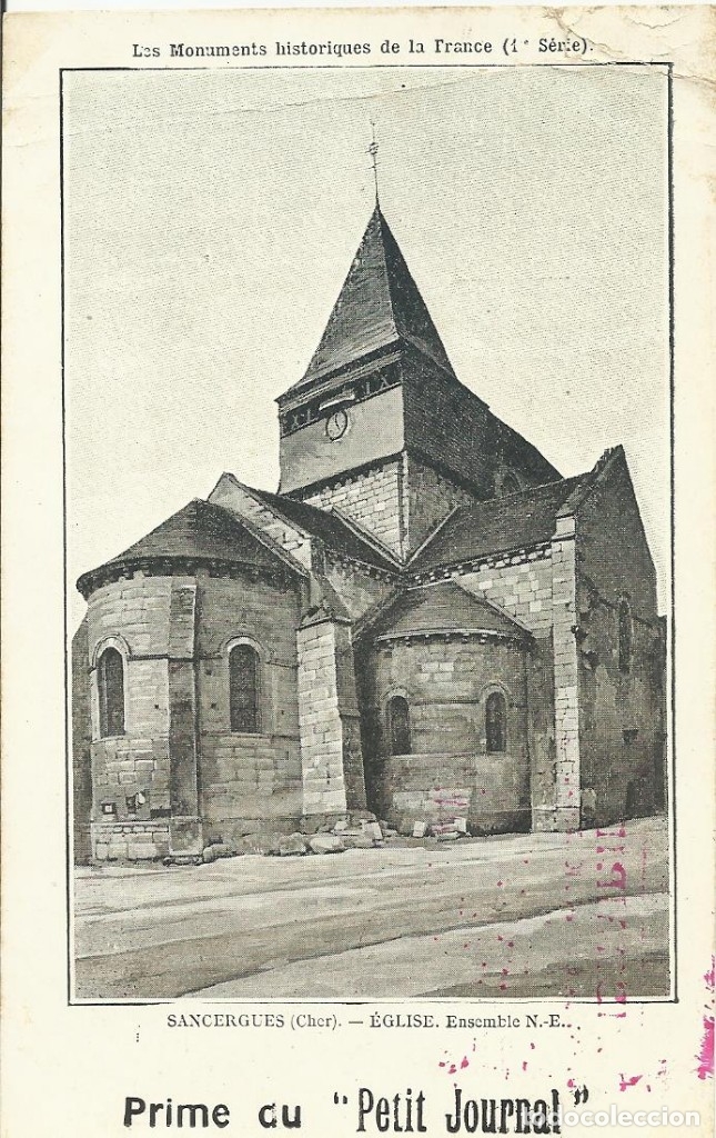 Cartoline: Postal Francia. Sancergues. Eglise. Petit Journal. Principios siglo XX.