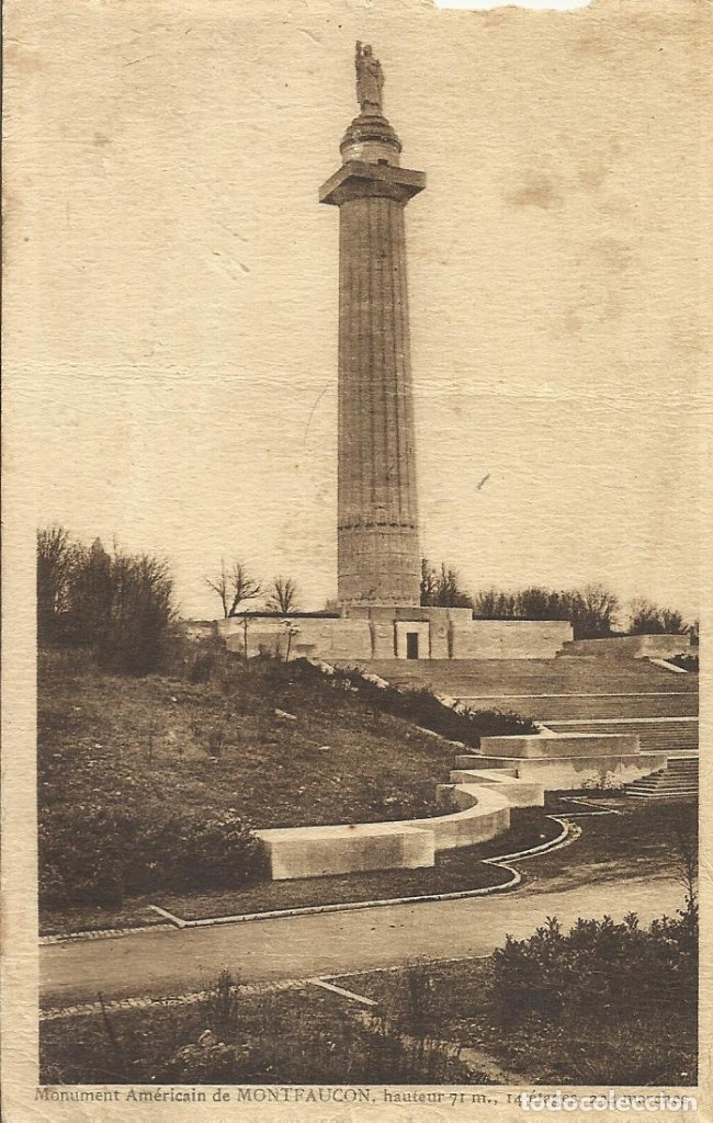 Postcards: Postal Francia. Monument americain de Montfaucon. A&ntilde;os 30.