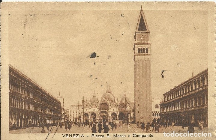 Cartoline: Postal Italia. Piazza San Marco e Campanile. Venezia. 9x14 cm. Principios siglo XX.