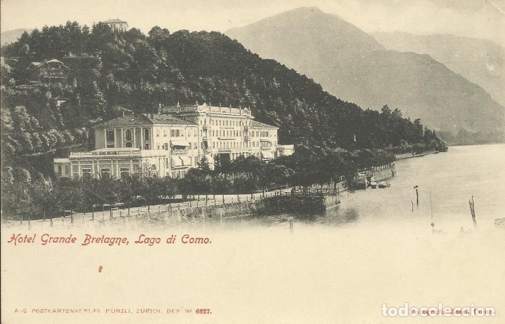 Postkarten: Postal Italia. Hotel Grande Bretagne. Lago di Como. Nessi. 6627. 9x14 cm. Principios siglo XX.