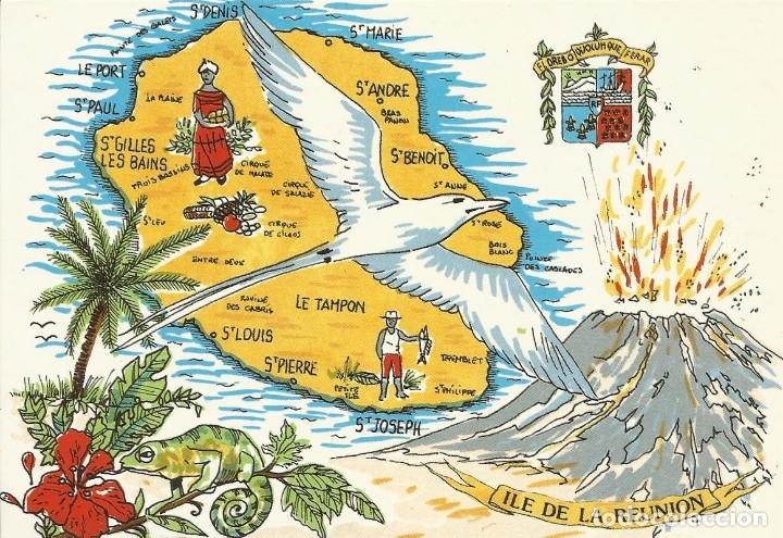Postcards: Francia. Ile de la Reunion. Ocean Indien. 2000. Buen estado. 10x15 cm. Postal.