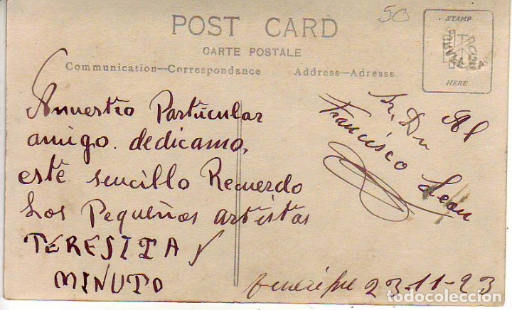 Postales: TERESITA Y MINUTO - DEDICADA - Foto 2