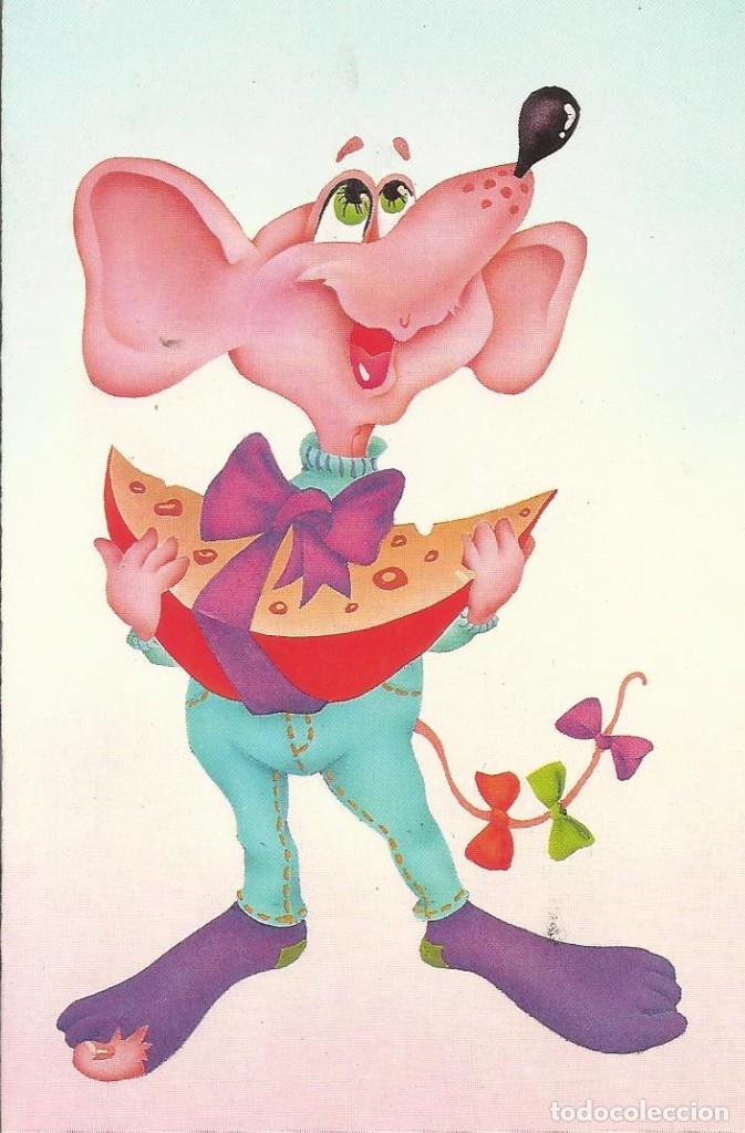 Postcards: Rat&oacute;n comiendo queso. Navidad. Rusia. CCCP. URSS. Buen estado. Escrita. 1995. 14x9 cm. Postal.